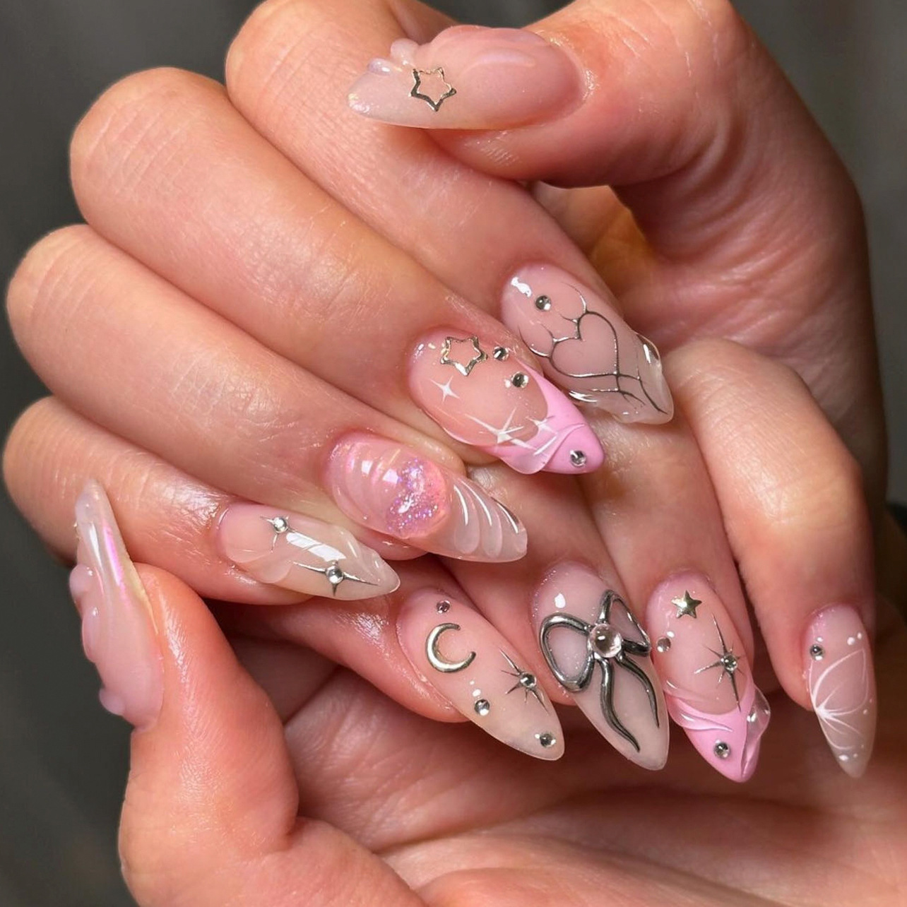 Nail Art Valentines Day - 24 pièces arc faux ongles ensembles