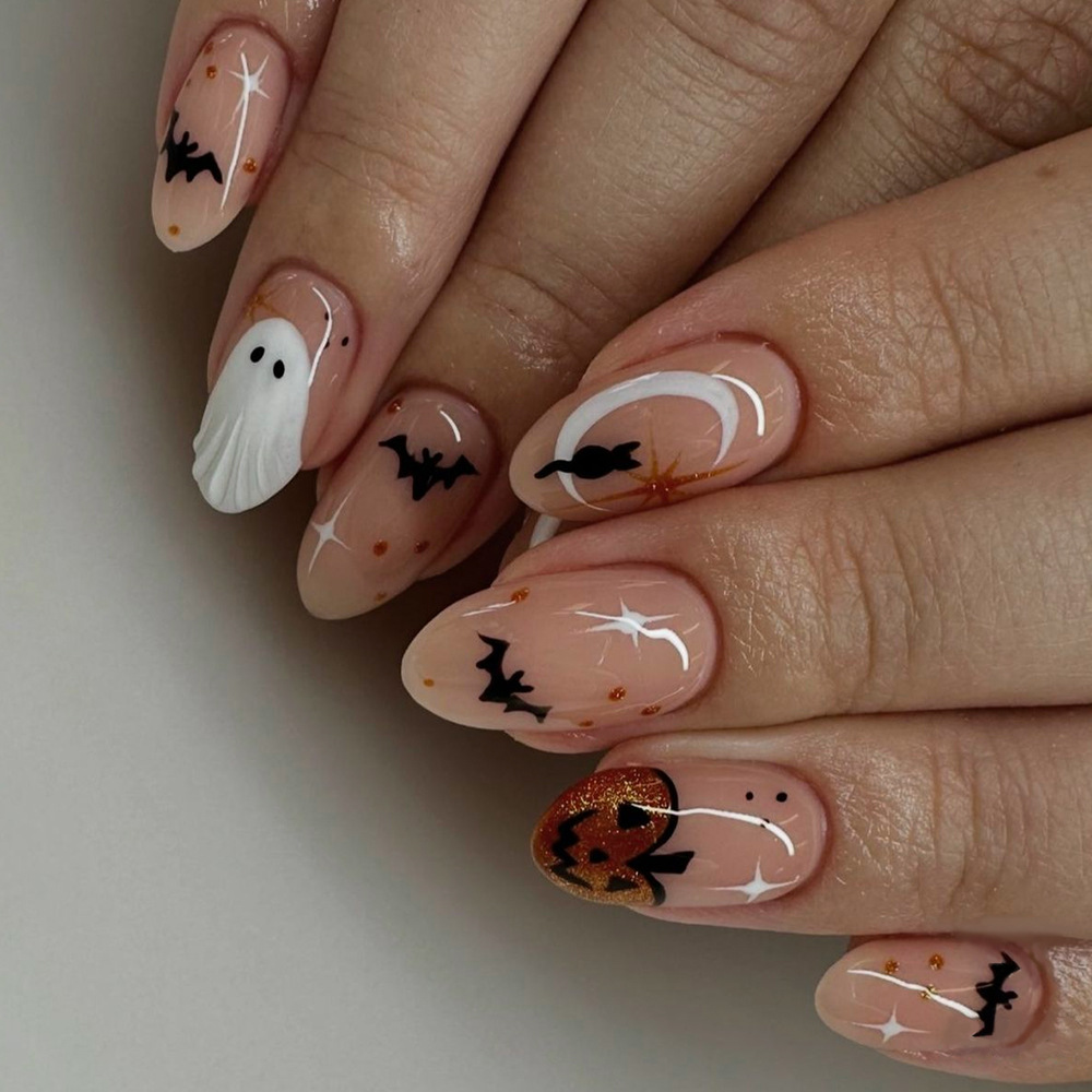 Nail Art Press On - 24 pièces Simple amande presse sur