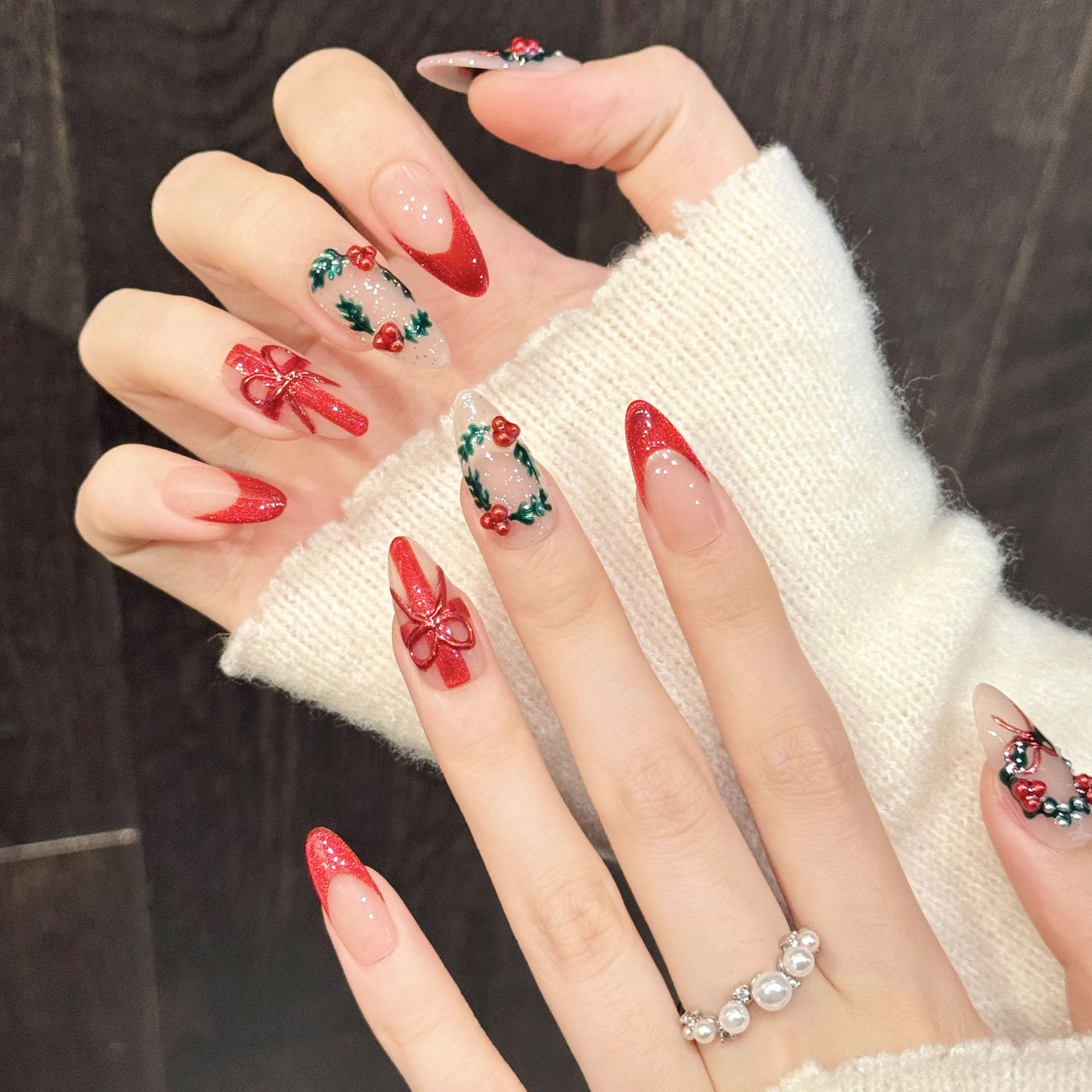10 pièces noël rouge nu moyen  - Nail Art Press On avis et prix