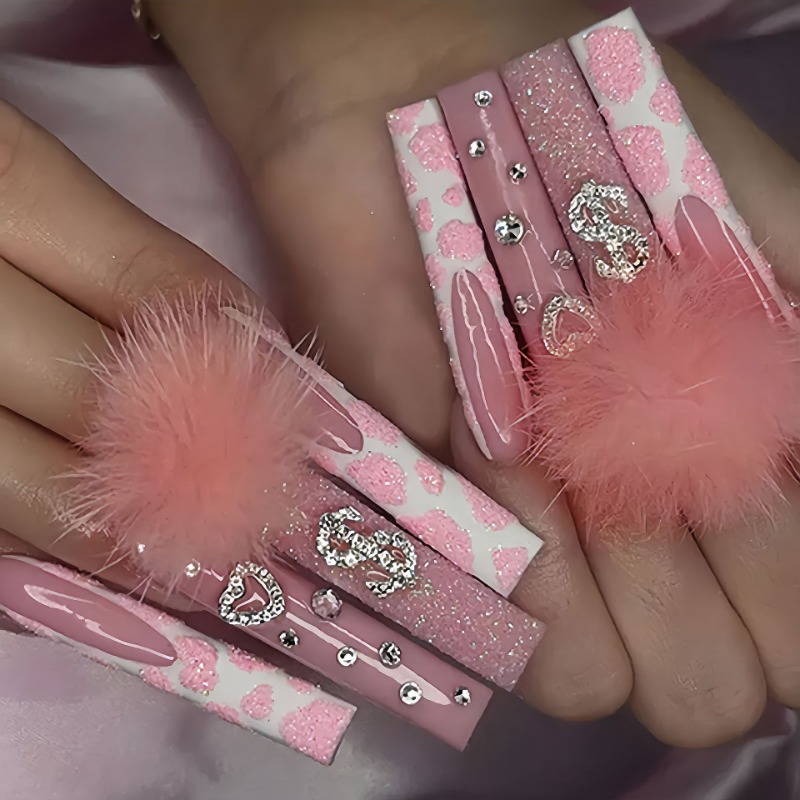Faux-ongles à pression carrés  - Nail Art Pink avis et prix