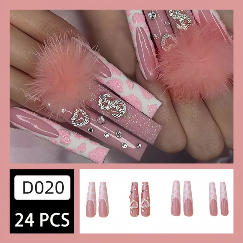 Faux-ongles à pression carrés  - Nail Art Pink avis et prix
